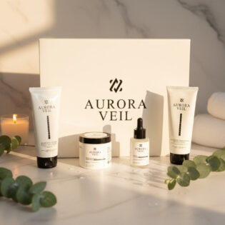 Aurora Veil Night Ritual Kit, 4-Step Evening Skincare Set with Cleanser, Face Pack, Serum and Moisturiser